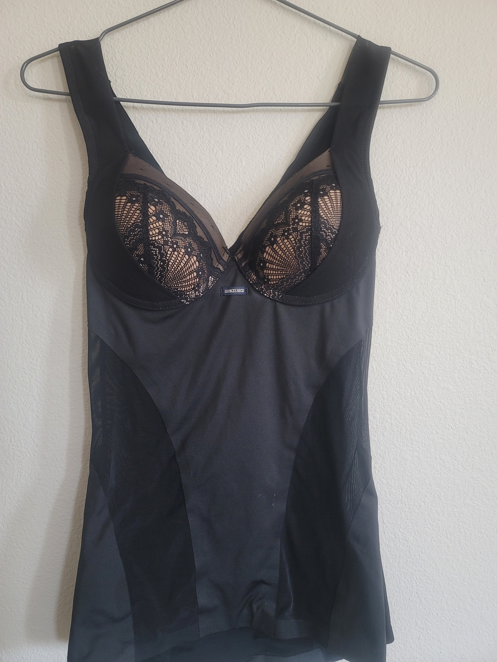 Black Lace-Accent Shaping Tank - Women